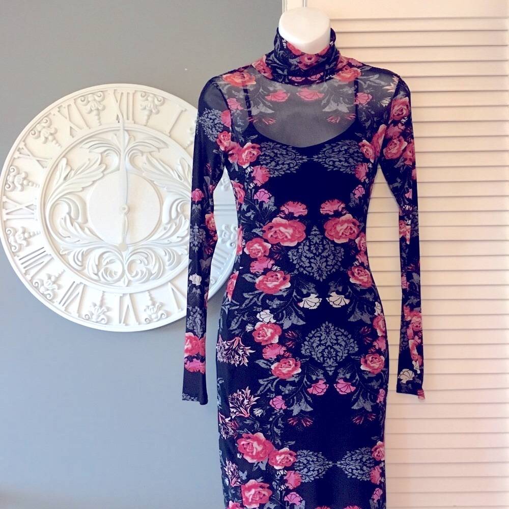 Sheer turtle neck dress